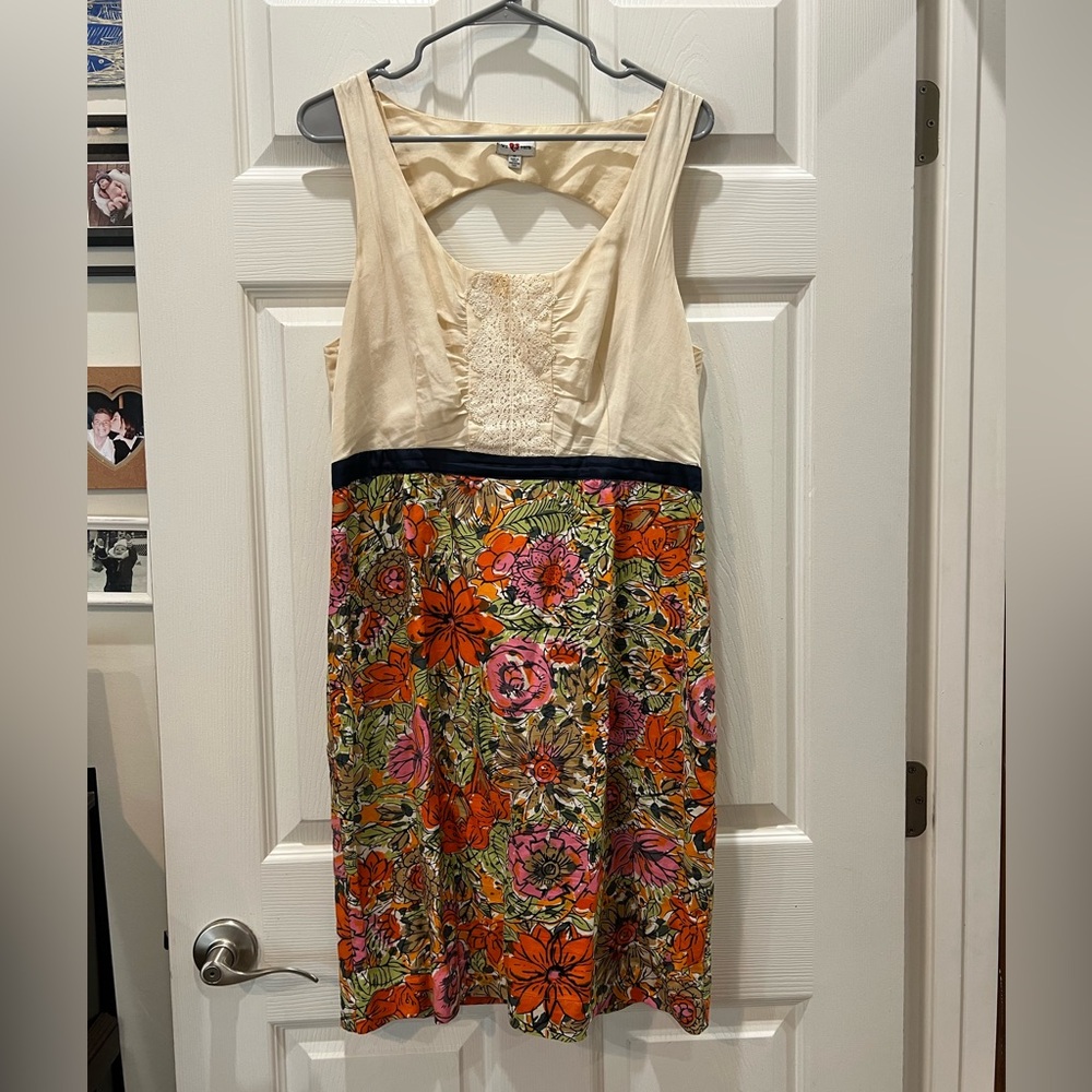 Anthropologie We Vera Cream Sundress Scoop Neck Midi